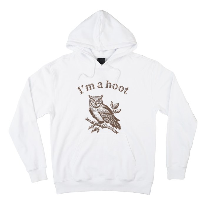 Retro IM A Hoot Owl Bird Pun Sarcastic Jokes Women Hoodie