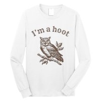 Retro IM A Hoot Owl Bird Pun Sarcastic Jokes Women Long Sleeve Shirt