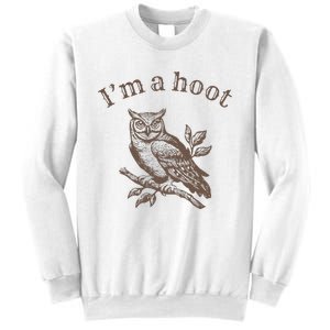 Retro IM A Hoot Owl Bird Pun Sarcastic Jokes Women Sweatshirt