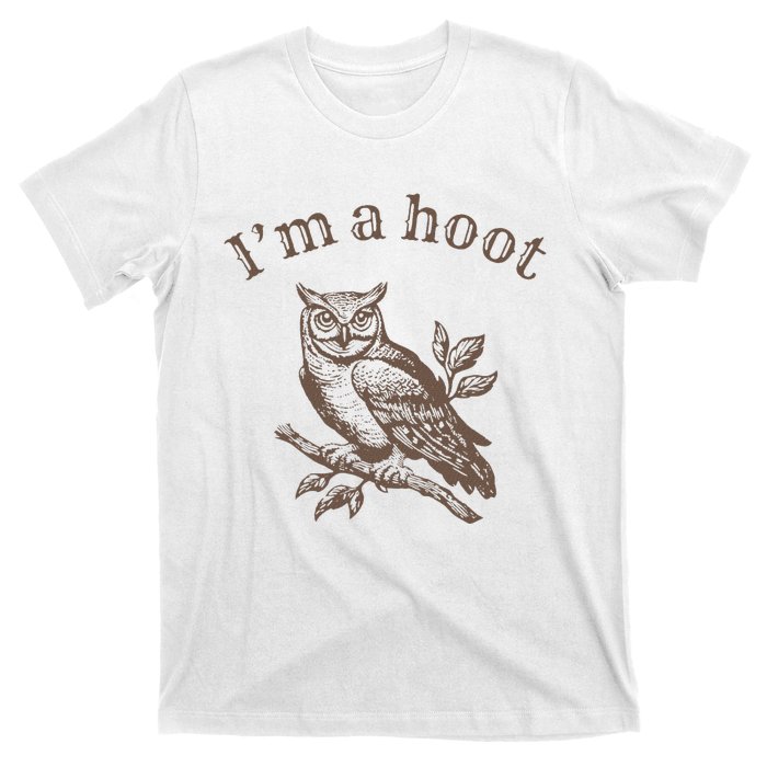 Retro IM A Hoot Owl Bird Pun Sarcastic Jokes Women T-Shirt