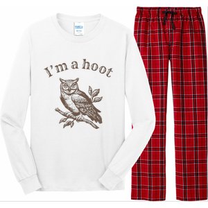 Retro IM A Hoot Owl Bird Pun Sarcastic Jokes Women Long Sleeve Pajama Set