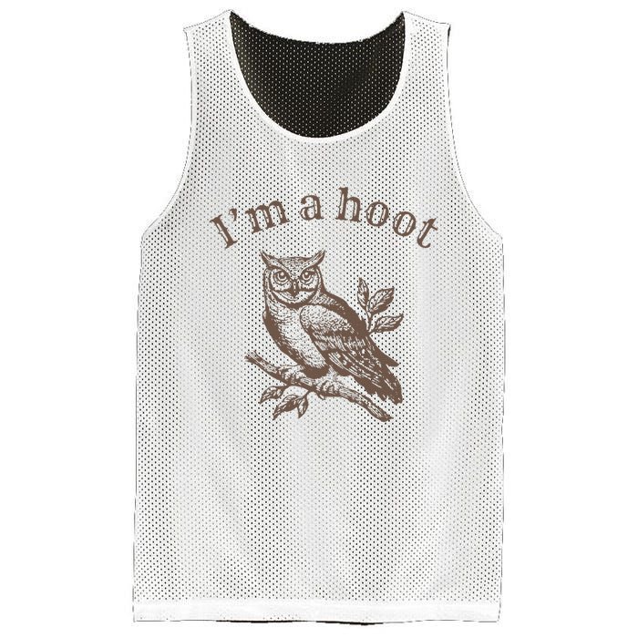 Retro IM A Hoot Owl Bird Pun Sarcastic Jokes Women Mesh Reversible Basketball Jersey Tank