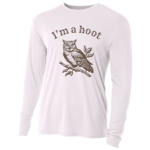 Retro IM A Hoot Owl Bird Pun Sarcastic Jokes Women Cooling Performance Long Sleeve Crew