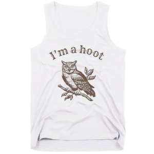 Retro IM A Hoot Owl Bird Pun Sarcastic Jokes Women Tank Top