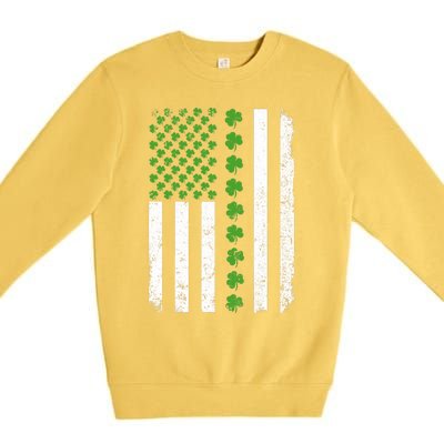 Retro Irish American Flag Distressed Flag St. Patrick's Day Premium Crewneck Sweatshirt