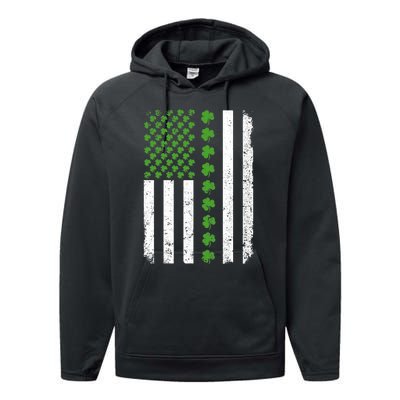 Retro Irish American Flag Distressed Flag St. Patrick's Day Performance Fleece Hoodie