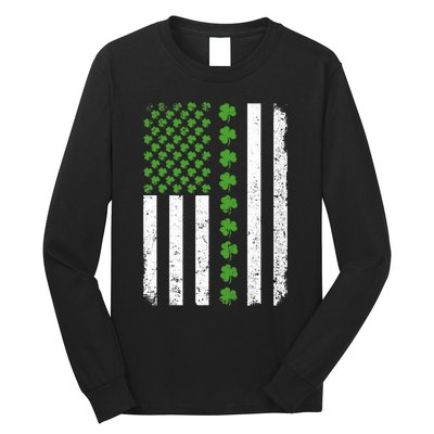 Retro Irish American Flag Distressed Flag St. Patrick's Day Long Sleeve Shirt