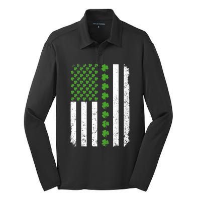 Retro Irish American Flag Distressed Flag St. Patrick's Day Silk Touch Performance Long Sleeve Polo