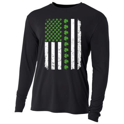 Retro Irish American Flag Distressed Flag St. Patrick's Day Cooling Performance Long Sleeve Crew