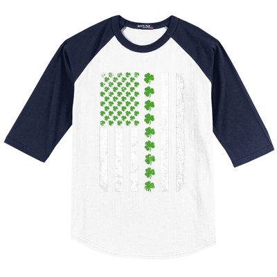 Retro Irish American Flag Distressed Flag St. Patrick's Day Baseball Sleeve Shirt