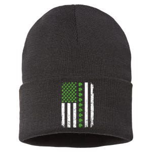 Retro Irish American Flag Distressed Flag St. Patrick's Day Sustainable Knit Beanie