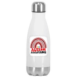 Red Instead Autism Awareness Acceptance Education Teacher Gift Stainless Steel Insulated Water Bottle