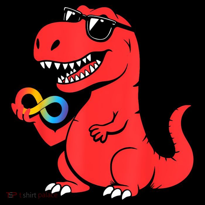 Red Instead Autism Dino Autism Awareness Acceptance  T-Shirt