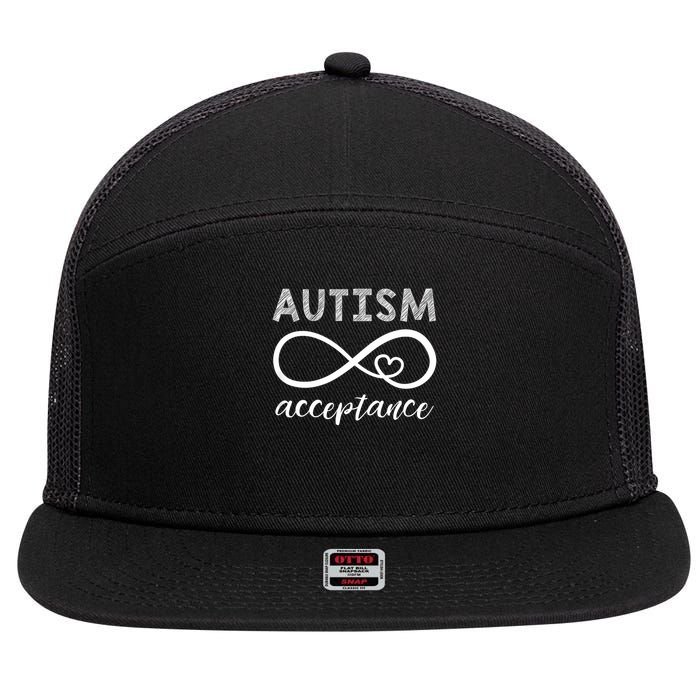 Red Instead Autism Acceptance Of Autism 7 Panel Mesh Trucker Snapback Hat
