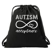 Red Instead Autism Acceptance Of Autism Drawstring Bag