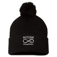 Red Instead Autism Acceptance Of Autism Pom Pom 12in Knit Beanie