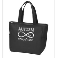 Red Instead Autism Acceptance Of Autism Zip Tote Bag