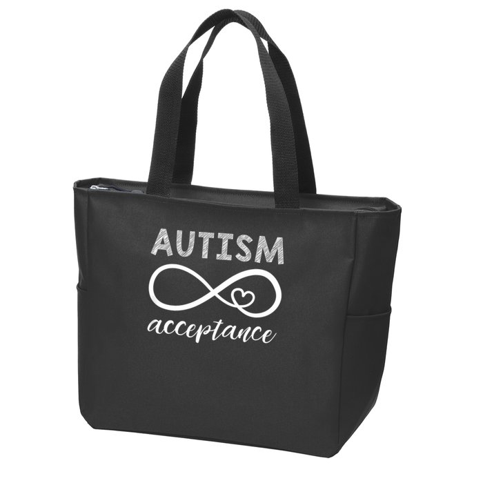 Red Instead Autism Acceptance Of Autism Zip Tote Bag