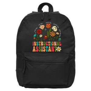 Retro Instructional Assistant Wildflowers Teacher Aide 16 in Basic Backpack