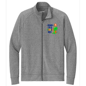 Roar I'm A Three Rex Dinosaur 3rd Birthday Boy 3 Years Bday Stretch Full-Zip Cadet Jacket