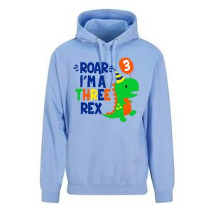 Roar I'm A Three Rex Dinosaur 3rd Birthday Boy 3 Years Bday Unisex Surf Hoodie