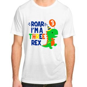 Roar I'm A Three Rex Dinosaur 3rd Birthday Boy 3 Years Bday Adult ChromaSoft Performance T-Shirt