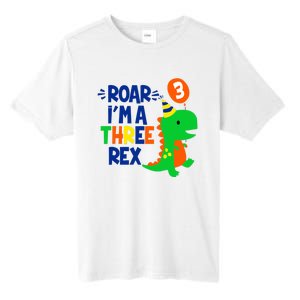 Roar I'm A Three Rex Dinosaur 3rd Birthday Boy 3 Years Bday Tall Fusion ChromaSoft Performance T-Shirt