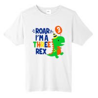 Roar I'm A Three Rex Dinosaur 3rd Birthday Boy 3 Years Bday Tall Fusion ChromaSoft Performance T-Shirt