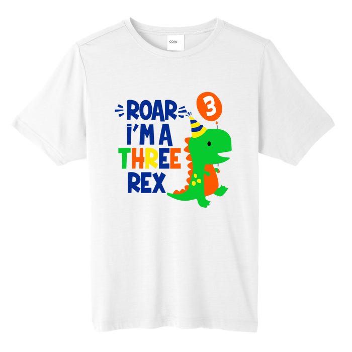 Roar I'm A Three Rex Dinosaur 3rd Birthday Boy 3 Years Bday Tall Fusion ChromaSoft Performance T-Shirt