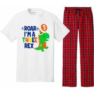 Roar I'm A Three Rex Dinosaur 3rd Birthday Boy 3 Years Bday Pajama Set