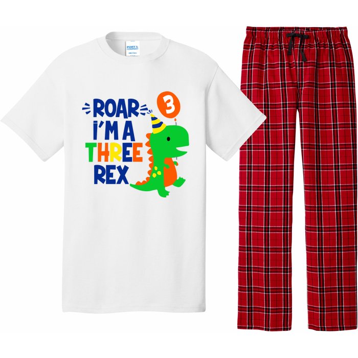 Roar I'm A Three Rex Dinosaur 3rd Birthday Boy 3 Years Bday Pajama Set