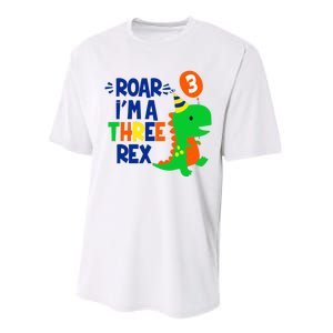 Roar I'm A Three Rex Dinosaur 3rd Birthday Boy 3 Years Bday Performance Sprint T-Shirt