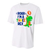 Roar I'm A Three Rex Dinosaur 3rd Birthday Boy 3 Years Bday Performance Sprint T-Shirt