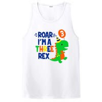 Roar I'm A Three Rex Dinosaur 3rd Birthday Boy 3 Years Bday PosiCharge Competitor Tank