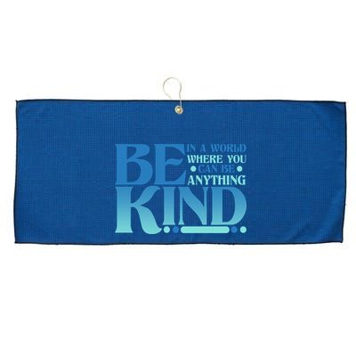 Retro In A World Where You Can Be Anything Be Kind Large Microfiber Waffle Golf Towel