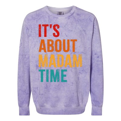 Retro ItS About Madam Time Colorblast Crewneck Sweatshirt