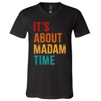 Retro ItS About Madam Time V-Neck T-Shirt