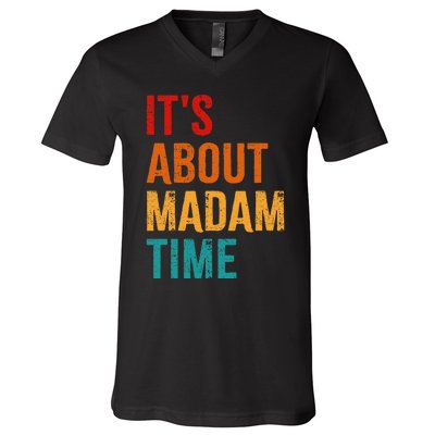 Retro ItS About Madam Time V-Neck T-Shirt