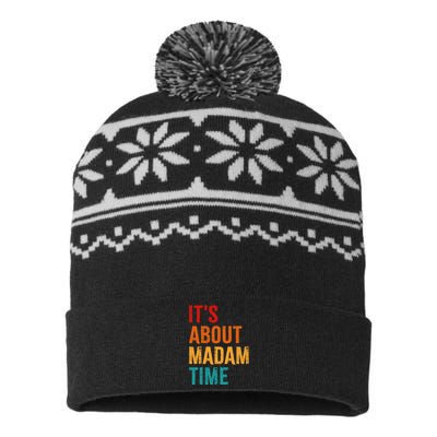 Retro ItS About Madam Time USA-Made Snowflake Beanie