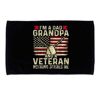 Retro I'm a Dad Grandpa and a Veteran nothing scares me Microfiber Hand Towel