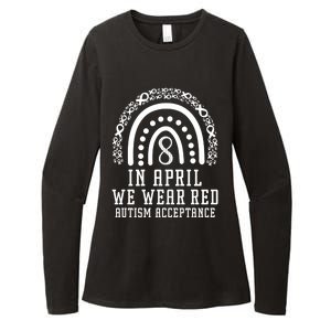 Rainbow In April We Wear Red Autism Awareness Acceptance Gift Womens CVC Long Sleeve Shirt