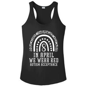 Rainbow In April We Wear Red Autism Awareness Acceptance Gift Ladies PosiCharge Competitor Racerback Tank