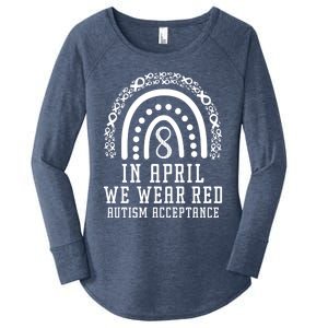 Rainbow In April We Wear Red Autism Awareness Acceptance Gift Women's Perfect Tri Tunic Long Sleeve Shirt