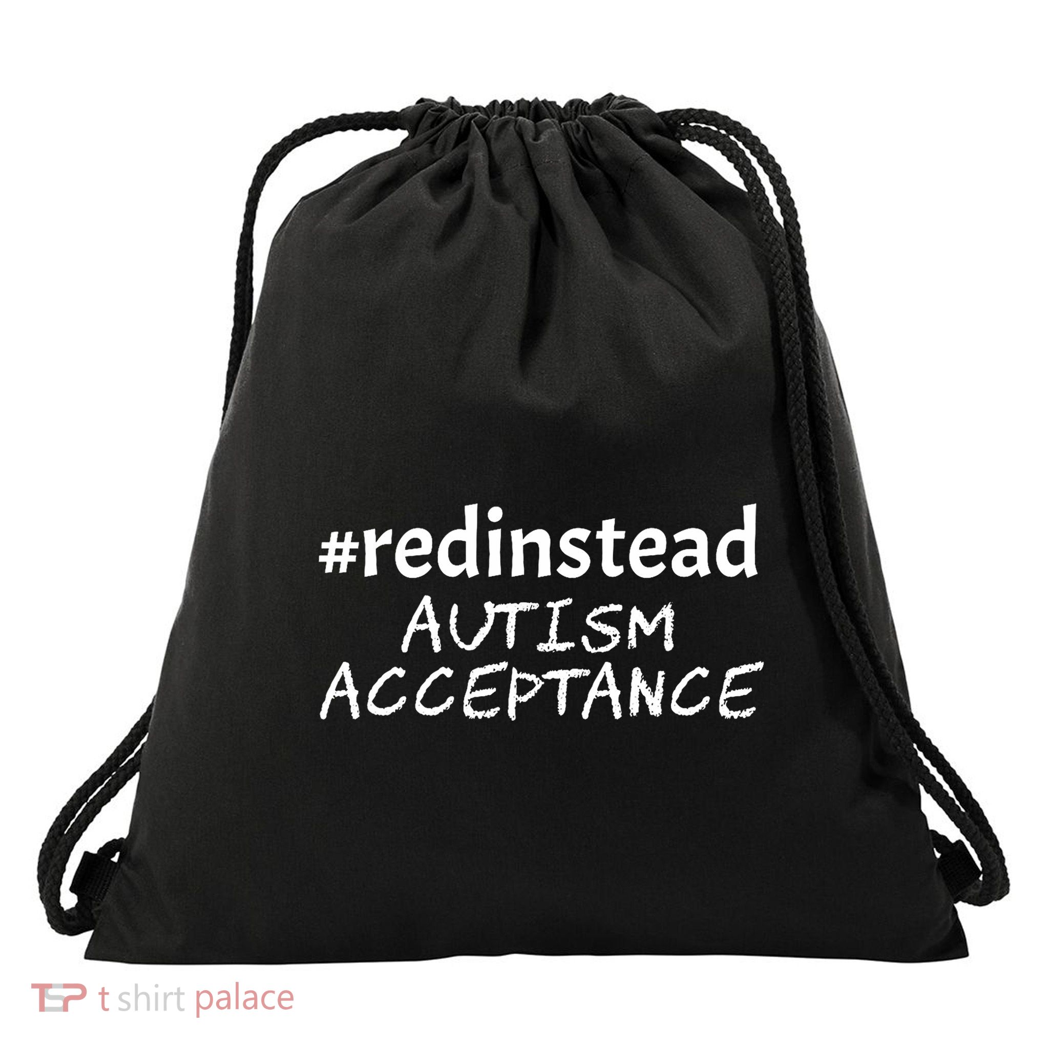 Red Instead Autism Acceptance Celebrate Difference Drawstring Bag