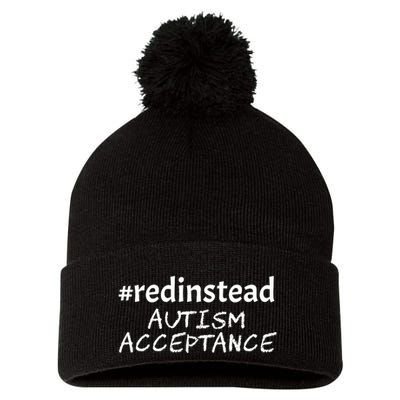 Red Instead Autism Acceptance Celebrate Difference Pom Pom 12in Knit Beanie