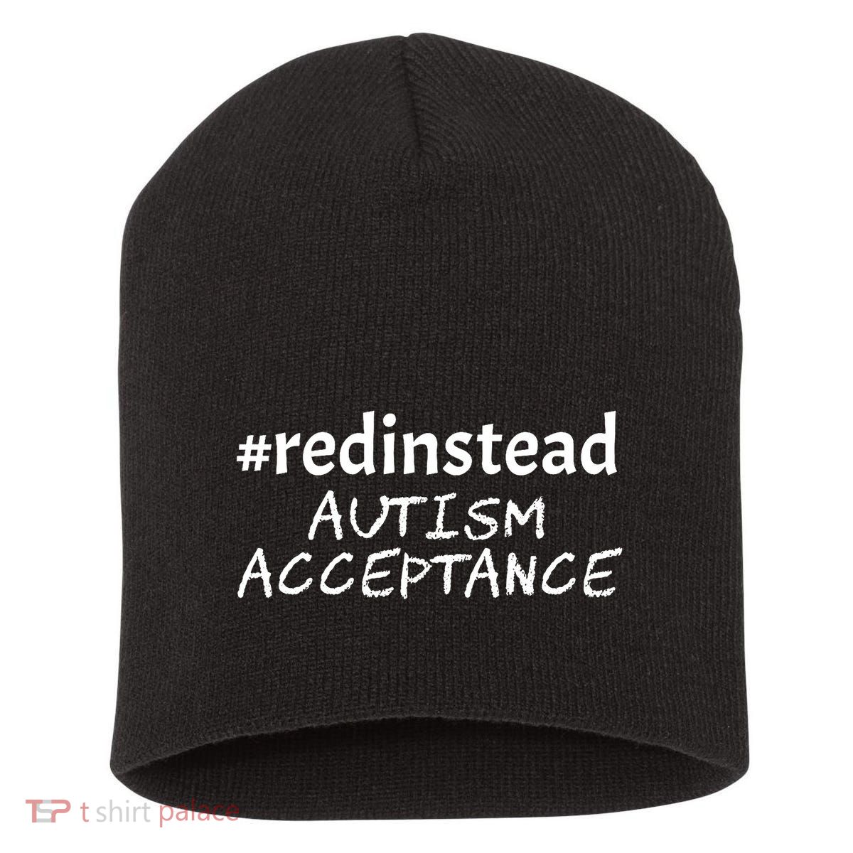 Red Instead Autism Acceptance Celebrate Difference Short Acrylic Beanie