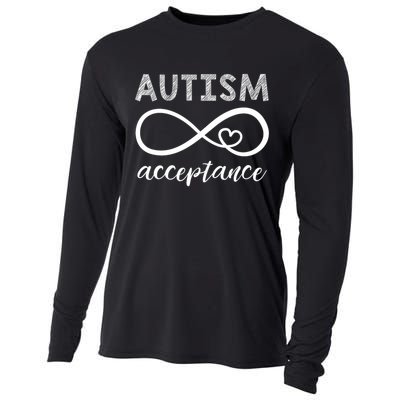 Red Instead Autism Shirt Acceptance of Autism Cooling Performance Long Sleeve Crew