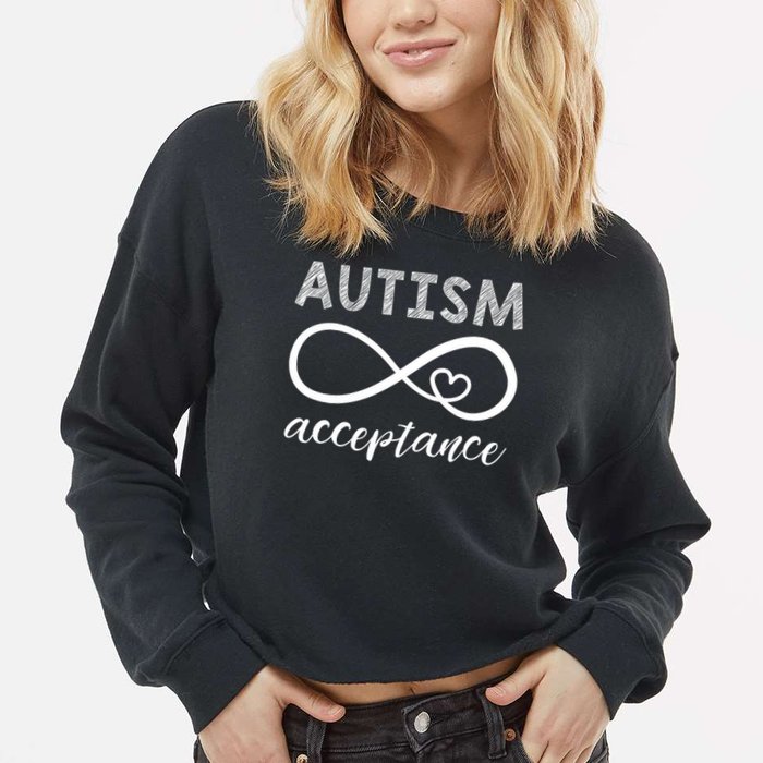 Red Instead Autism Shirt Acceptance of Autism Cropped Pullover Crew