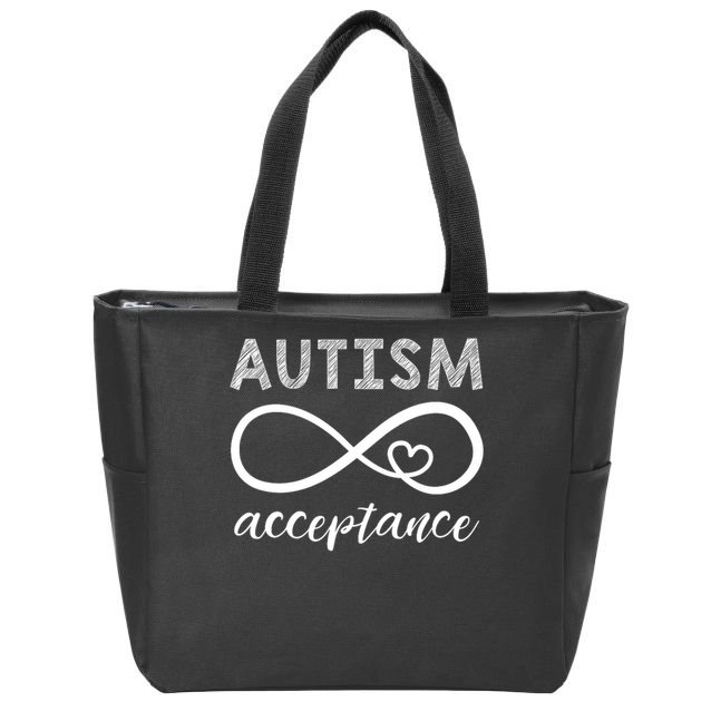 Red Instead Autism Shirt Acceptance of Autism Zip Tote Bag