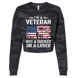 Retro IM A Veteran Not A Sucker Or A Loser Veterans Day Cropped Pullover Crew